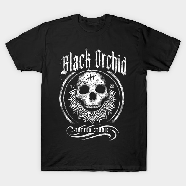 Black orchid mandala T-Shirt by Black orchid tattoo